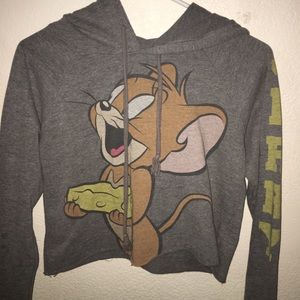 tom and jerry- jerry crop top hoodie